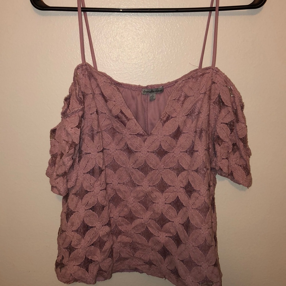 Lace Off-the-shoulder Top with Spaghetti Straps